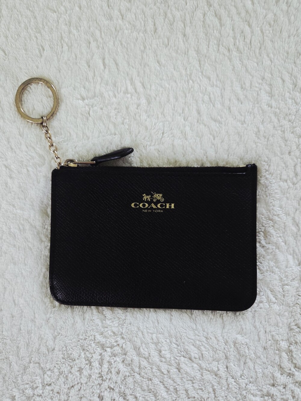 COACH ✨️ Women's Black Leather Zip Card Case with Key Ring - Picture 2 of 13
